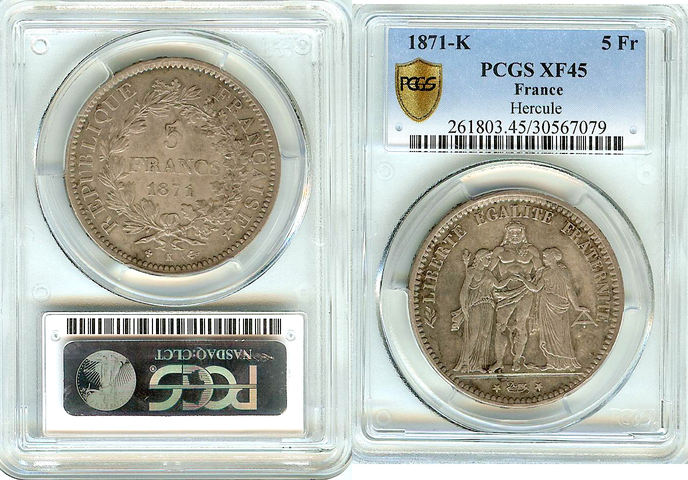 5 francs Hercule 1871 Bordeaux TTB
